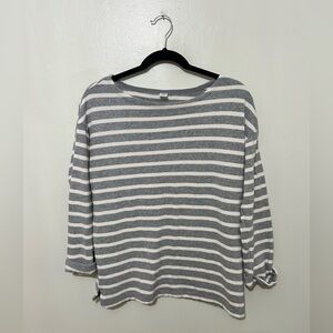 OLD NAVY | Gray & White Striped Three-Quarter Length Sleeve Tunic, Size Medium
